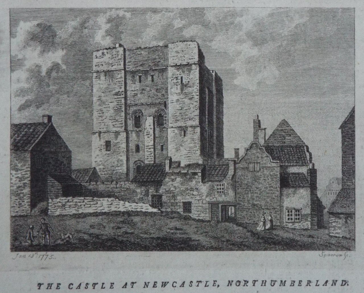Print - The Castle at Newcastle, Northumberland. - 